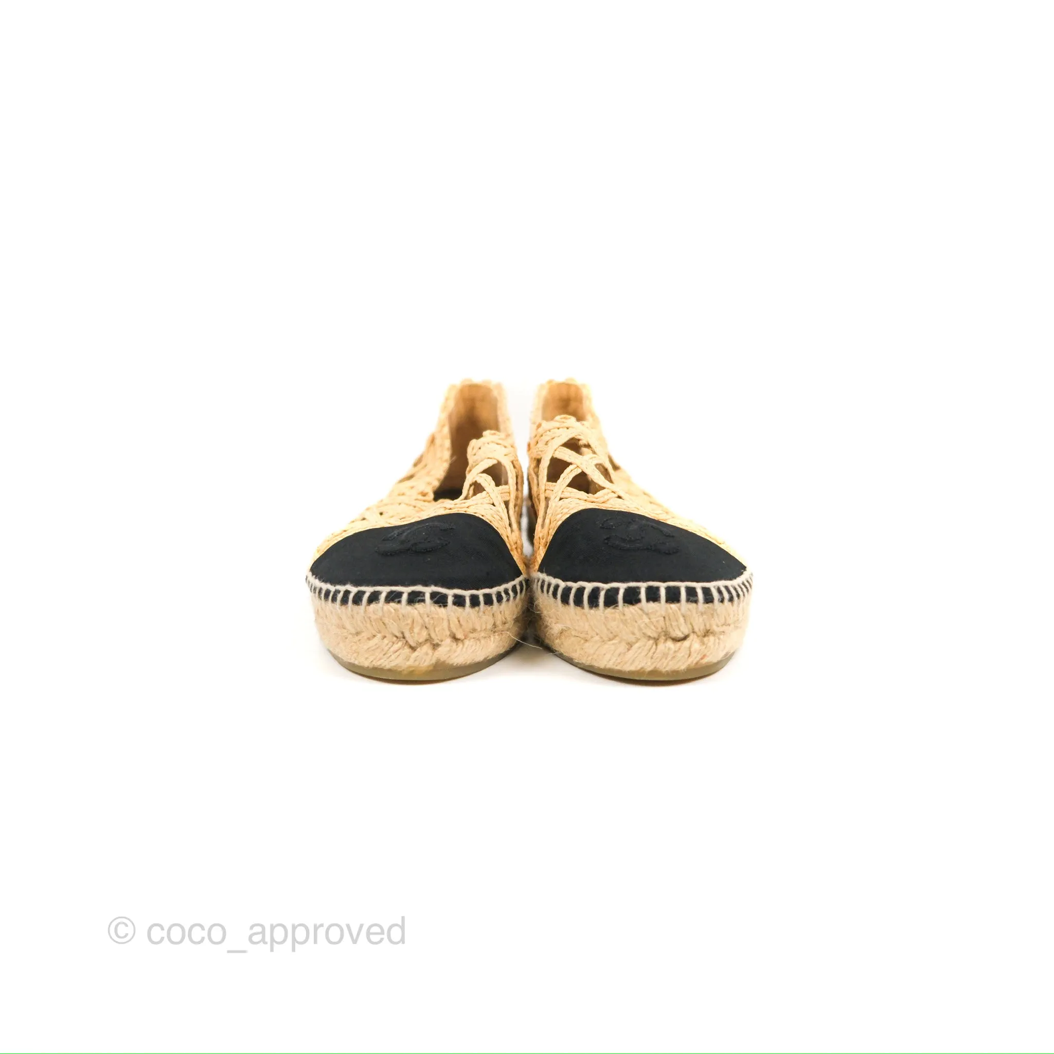 Chanel Quilted Espadrilles Raffia Natural Size 38
