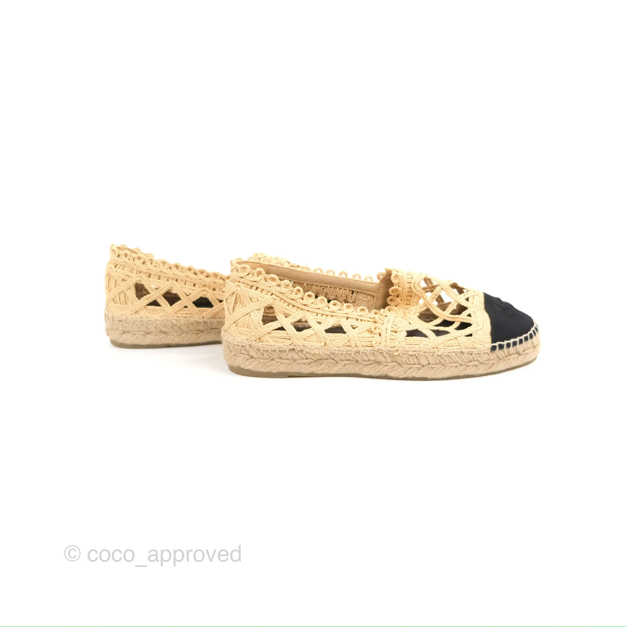 Chanel Quilted Espadrilles Raffia Natural Size 38