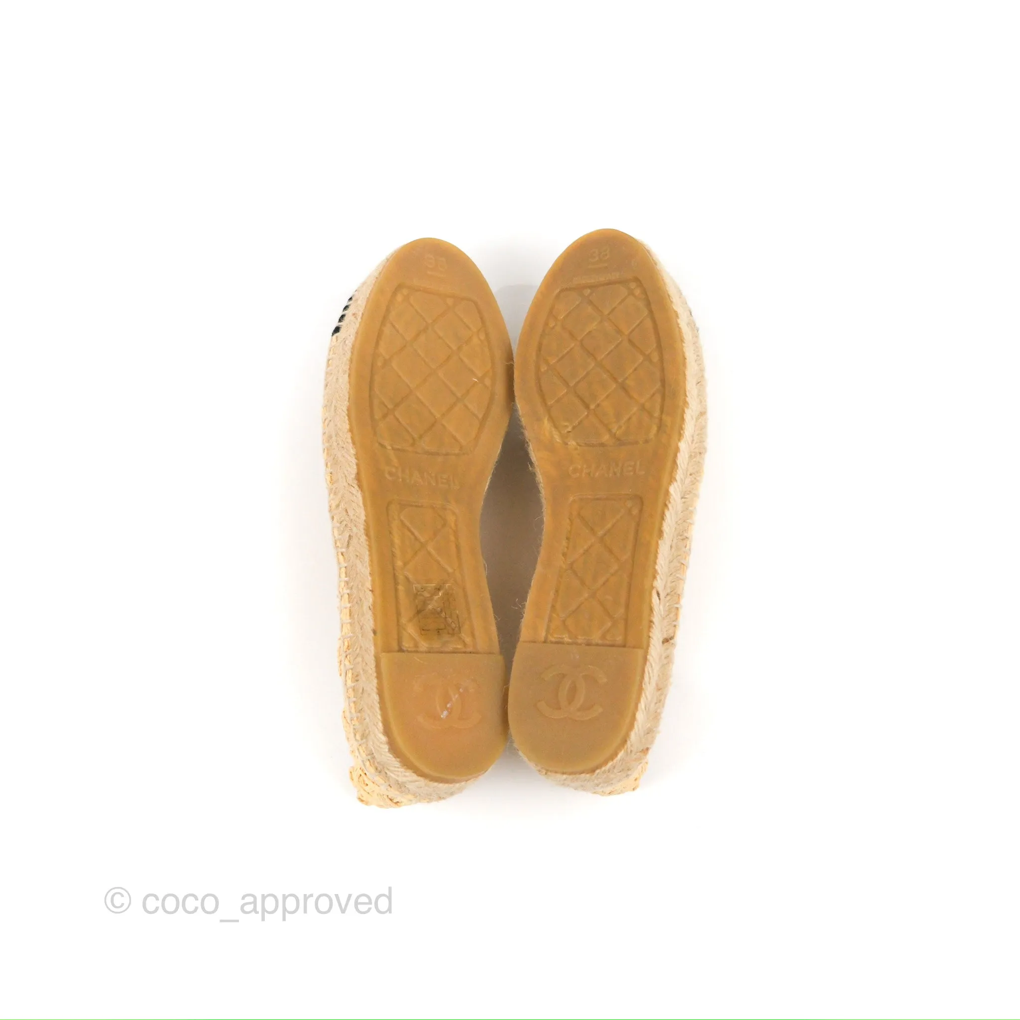Chanel Quilted Espadrilles Raffia Natural Size 38