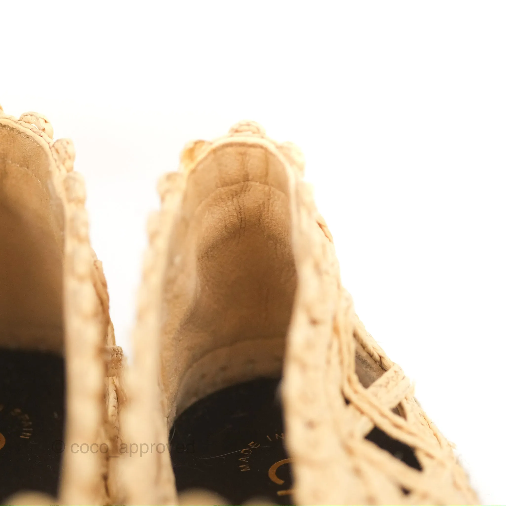 Chanel Quilted Espadrilles Raffia Natural Size 38