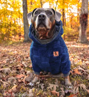 Checkered Floof - Blue - Hooded Long Sleeve Fleece