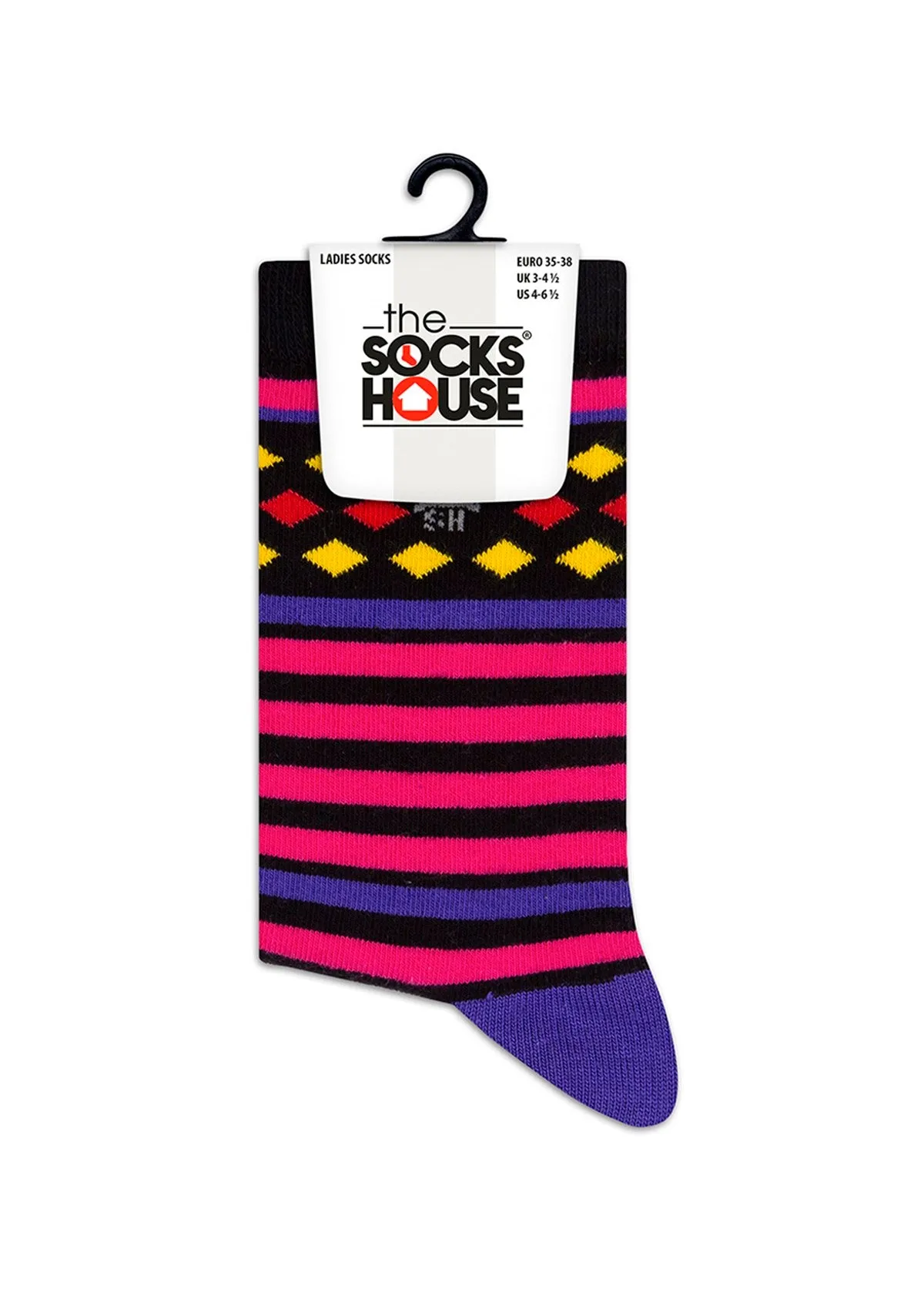 Colored Stripes and Squares Design Women Socks