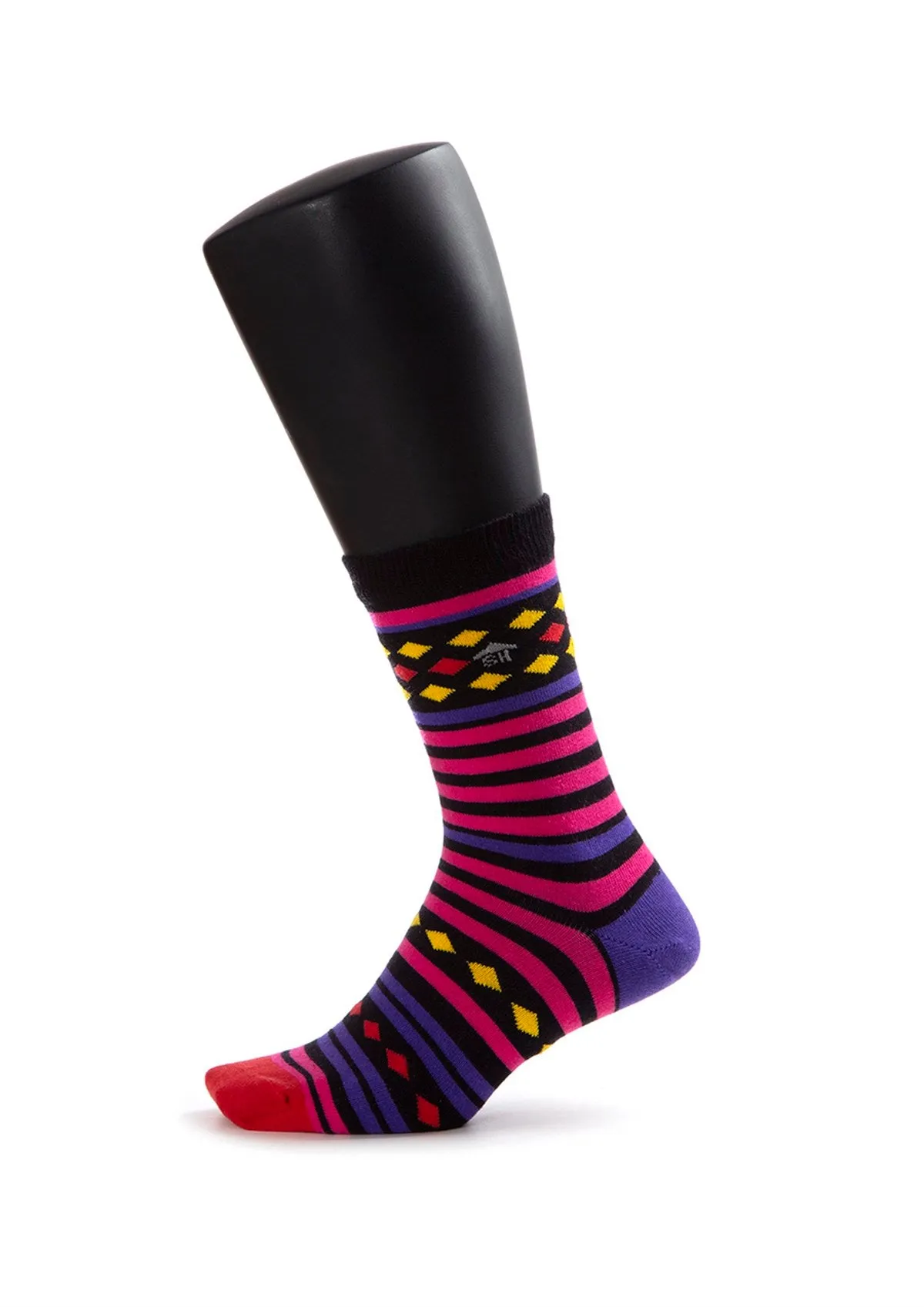 Colored Stripes and Squares Design Women Socks