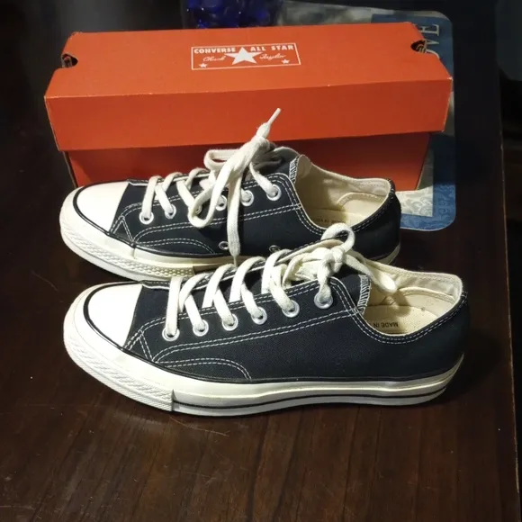 Converse Chuck 70 Vintage Canvas Low Top Black White Unisex Men 6 Women 8
