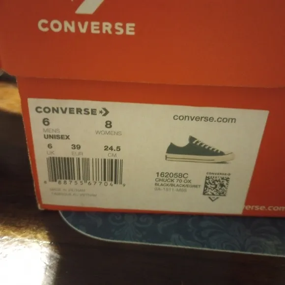 Converse Chuck 70 Vintage Canvas Low Top Black White Unisex Men 6 Women 8