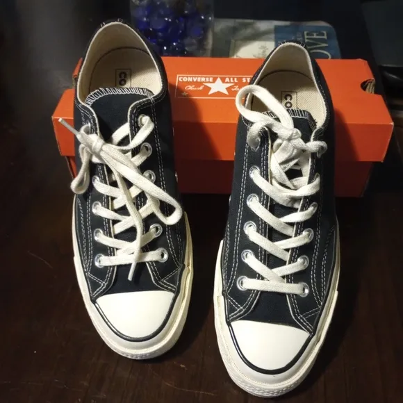 Converse Chuck 70 Vintage Canvas Low Top Black White Unisex Men 6 Women 8