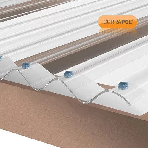 Corrapol Stormproof Low Profile Polycarbonate Corrugated Roofing Sheet - Clear