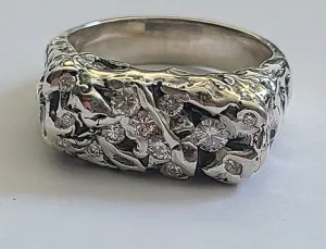 Custom Handcrafted Sterling Silver Men's Ring Set with Diamonds
