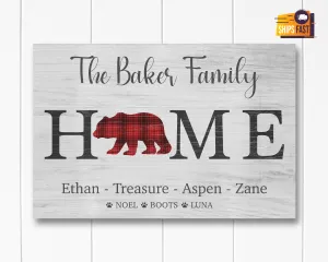 Custom HOME with Family Names and Furbabies sign