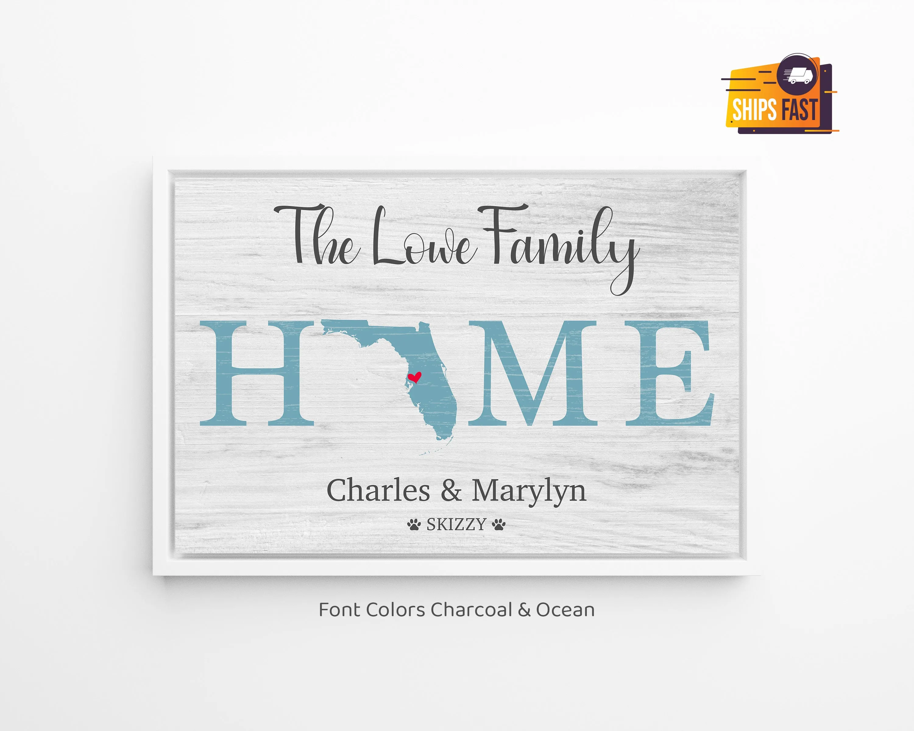 Custom HOME with Family Names and Furbabies sign
