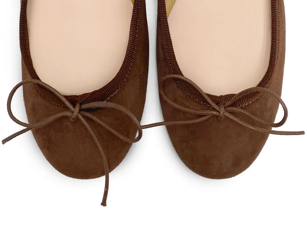Dark brown suede ballet flats