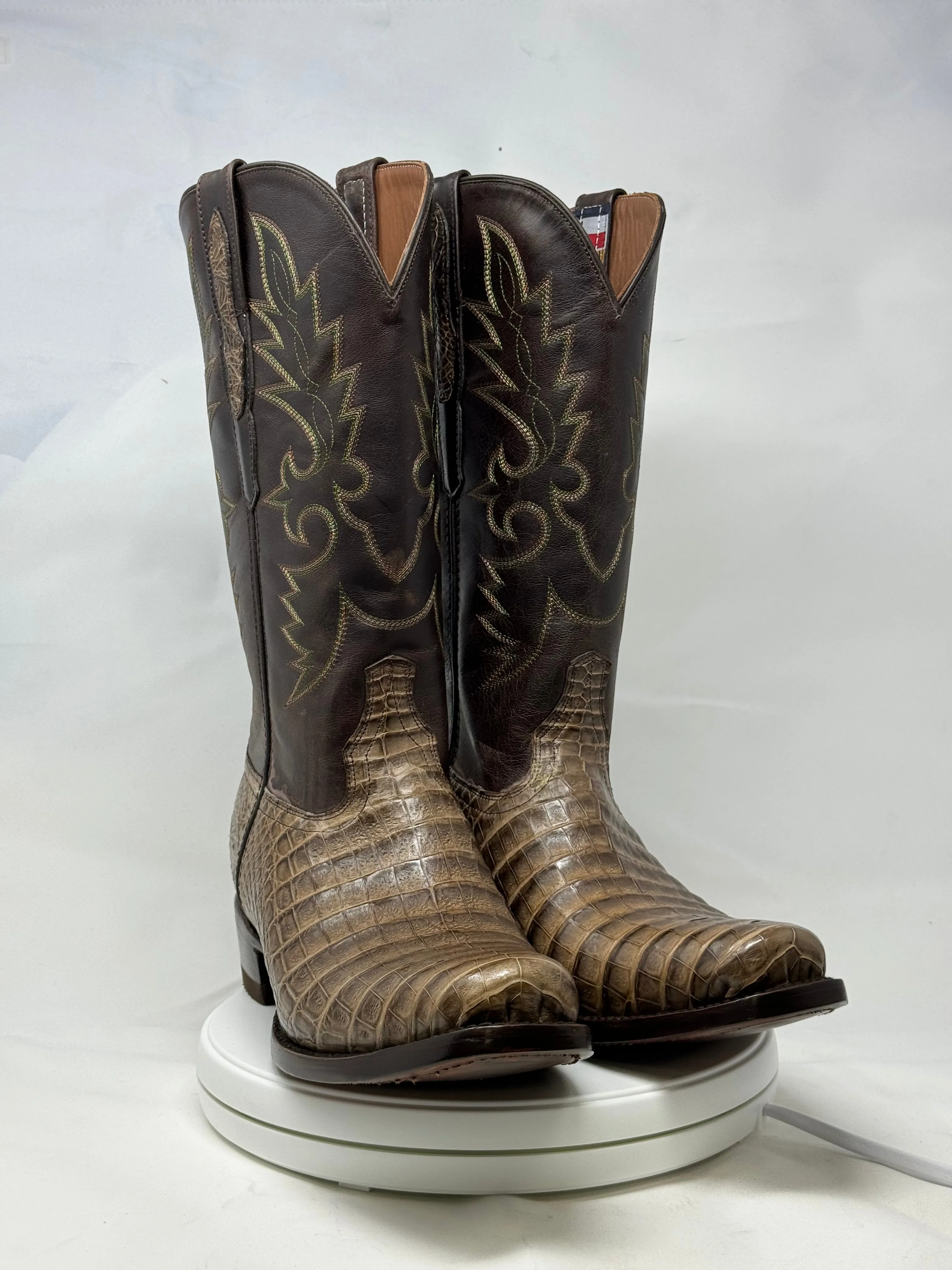 DJ2051 | Don Juan Boots Men's Caiman Belly Chocomink Diamond Toe