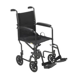 EA/1 Lightweight Steel Transport Wheelchair, Fixed Full Arms, 19" Seat