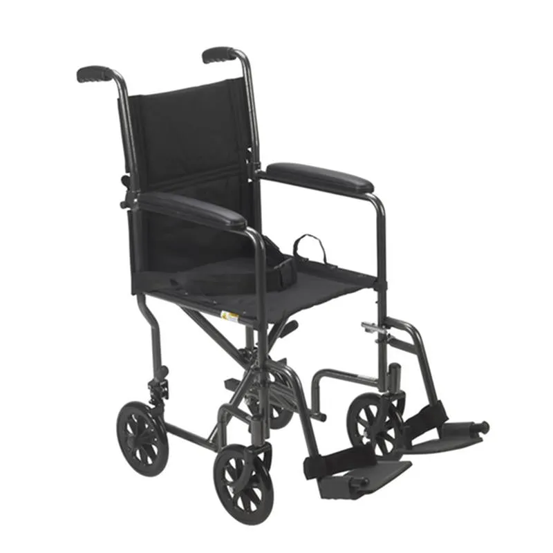 EA/1 Lightweight Steel Transport Wheelchair, Fixed Full Arms, 19" Seat
