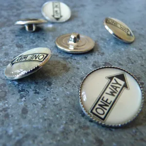 Enamelled One Way Sign Button