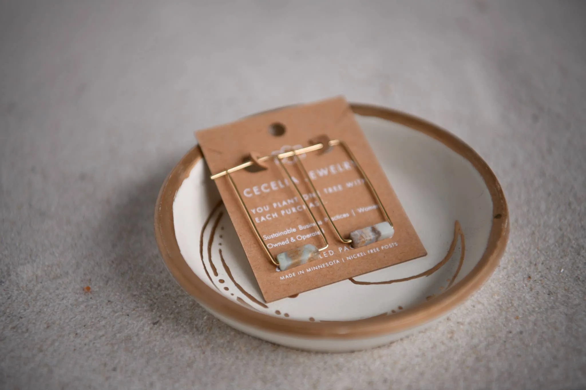 Eventide Rectangular Gold Lightweight Hoops: Turquoise