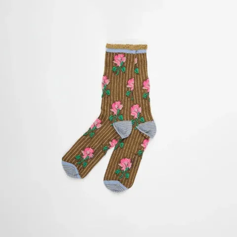 Exquisite J  Stripe Socks with Flowers