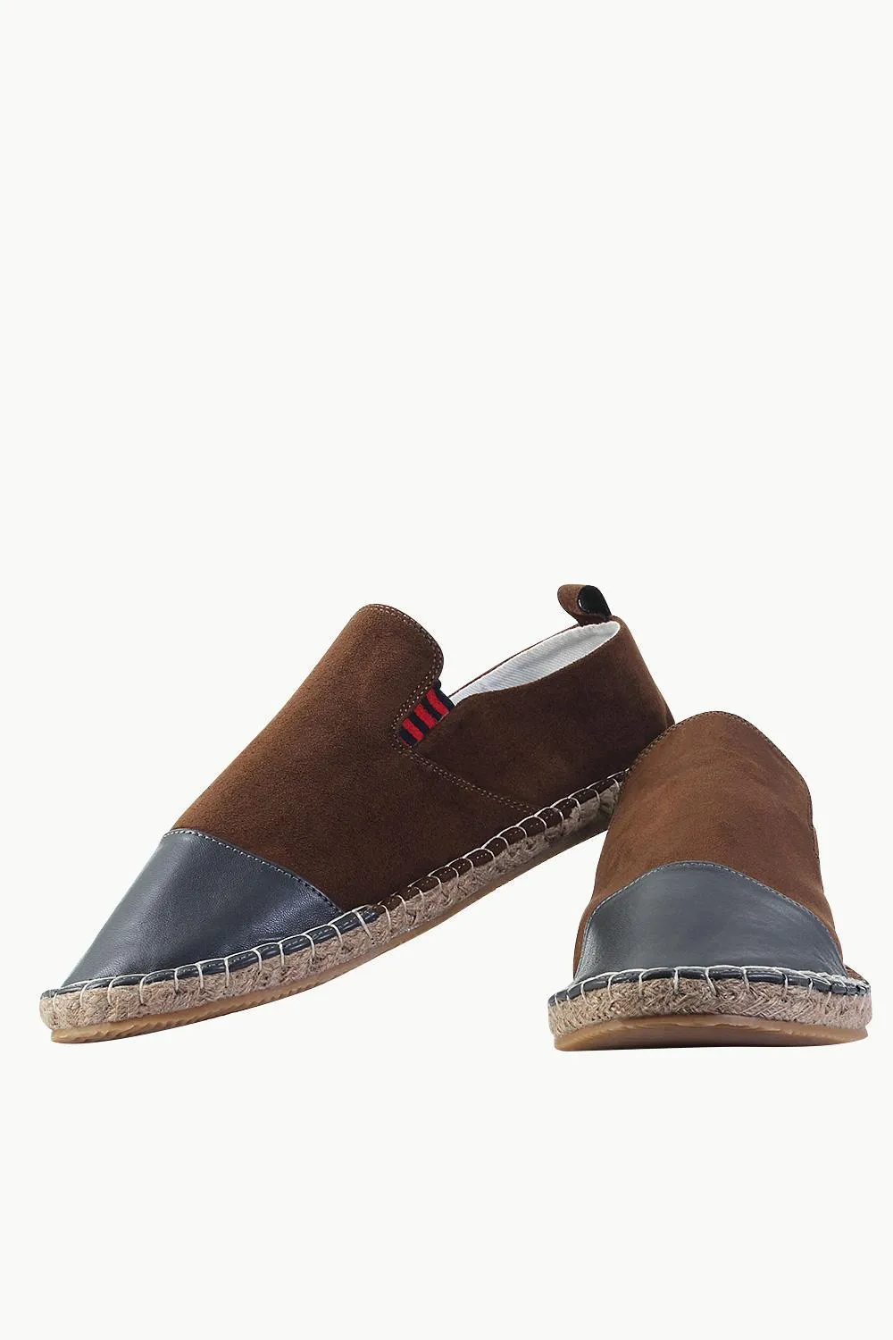 Faux Leather Top Suede Espadrilles