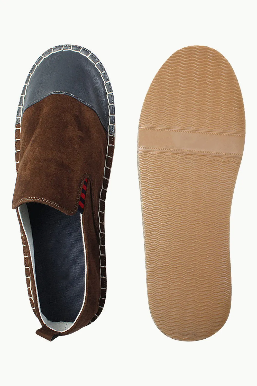Faux Leather Top Suede Espadrilles