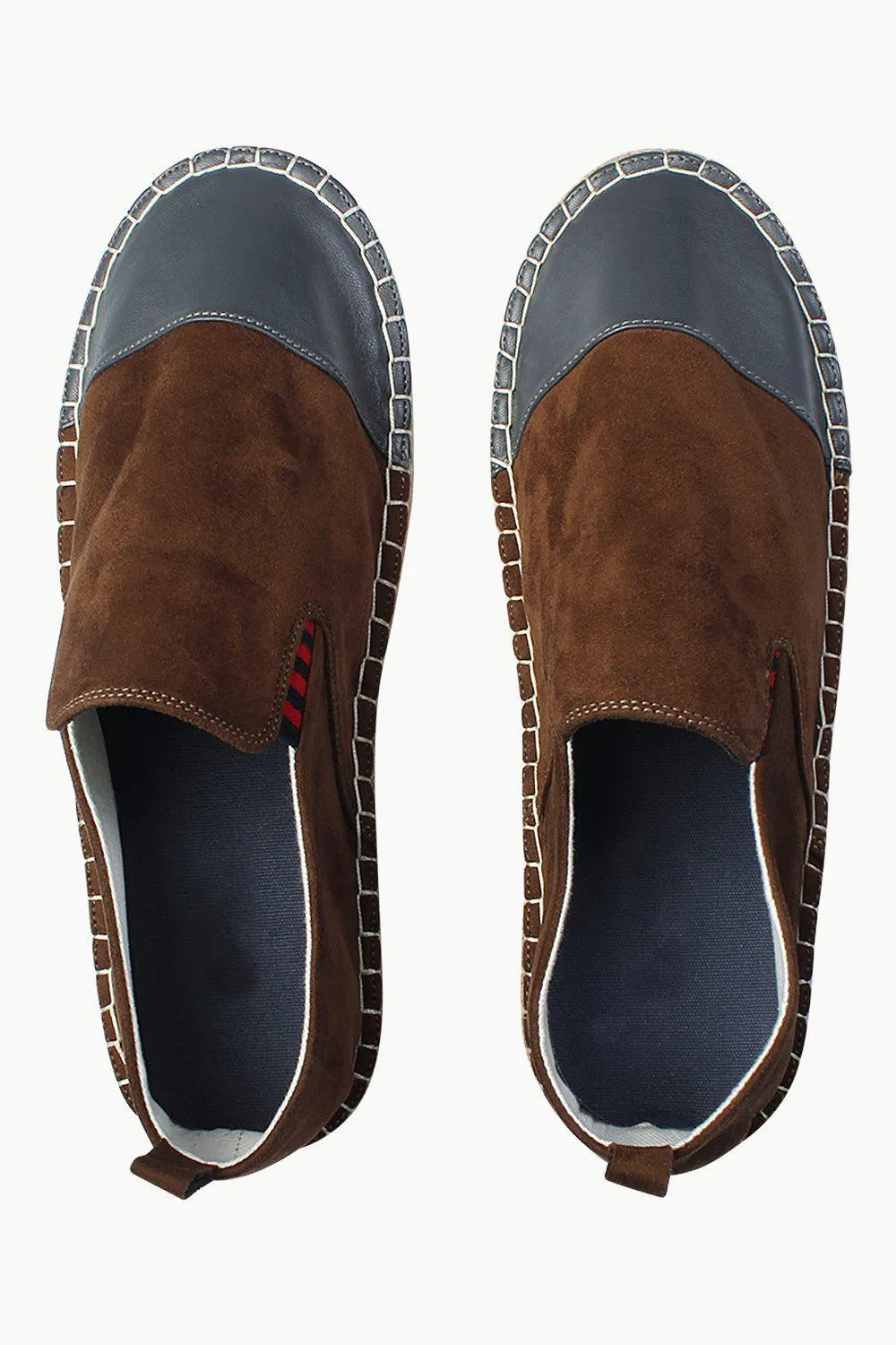 Faux Leather Top Suede Espadrilles