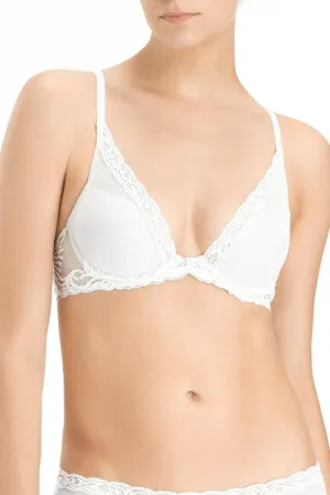 Feathers Contour Underwire Plunge Bra - White