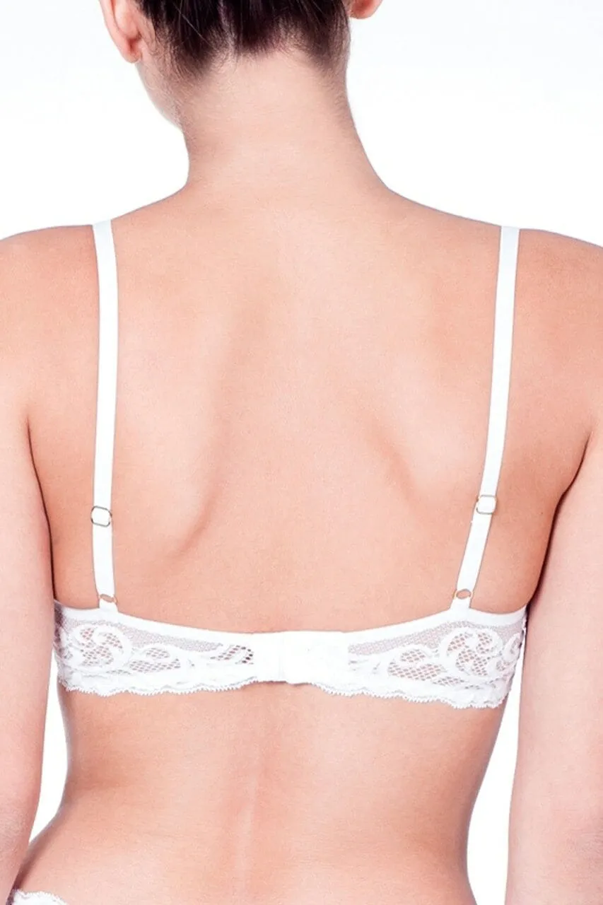 Feathers Contour Underwire Plunge Bra - White