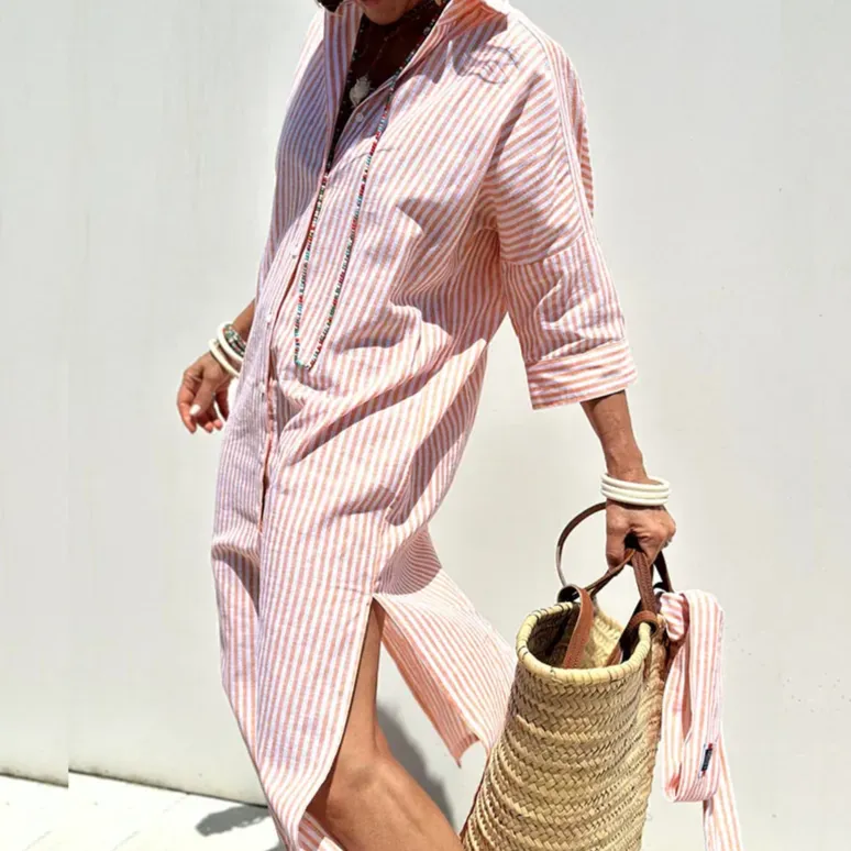 Florine | Elegant Striped Blouse Dress