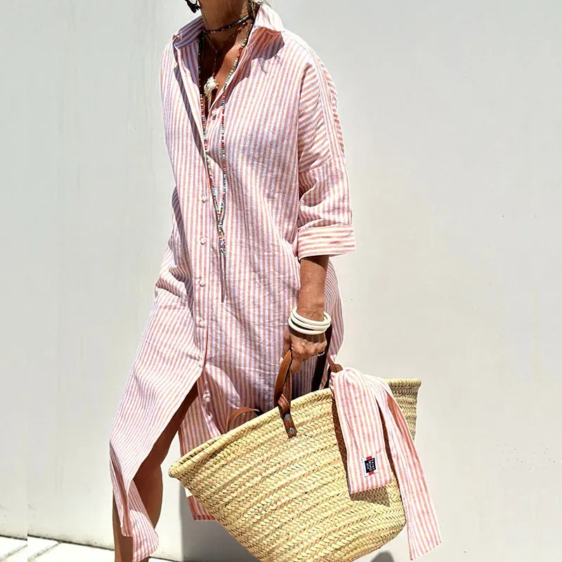 Florine | Elegant Striped Blouse Dress