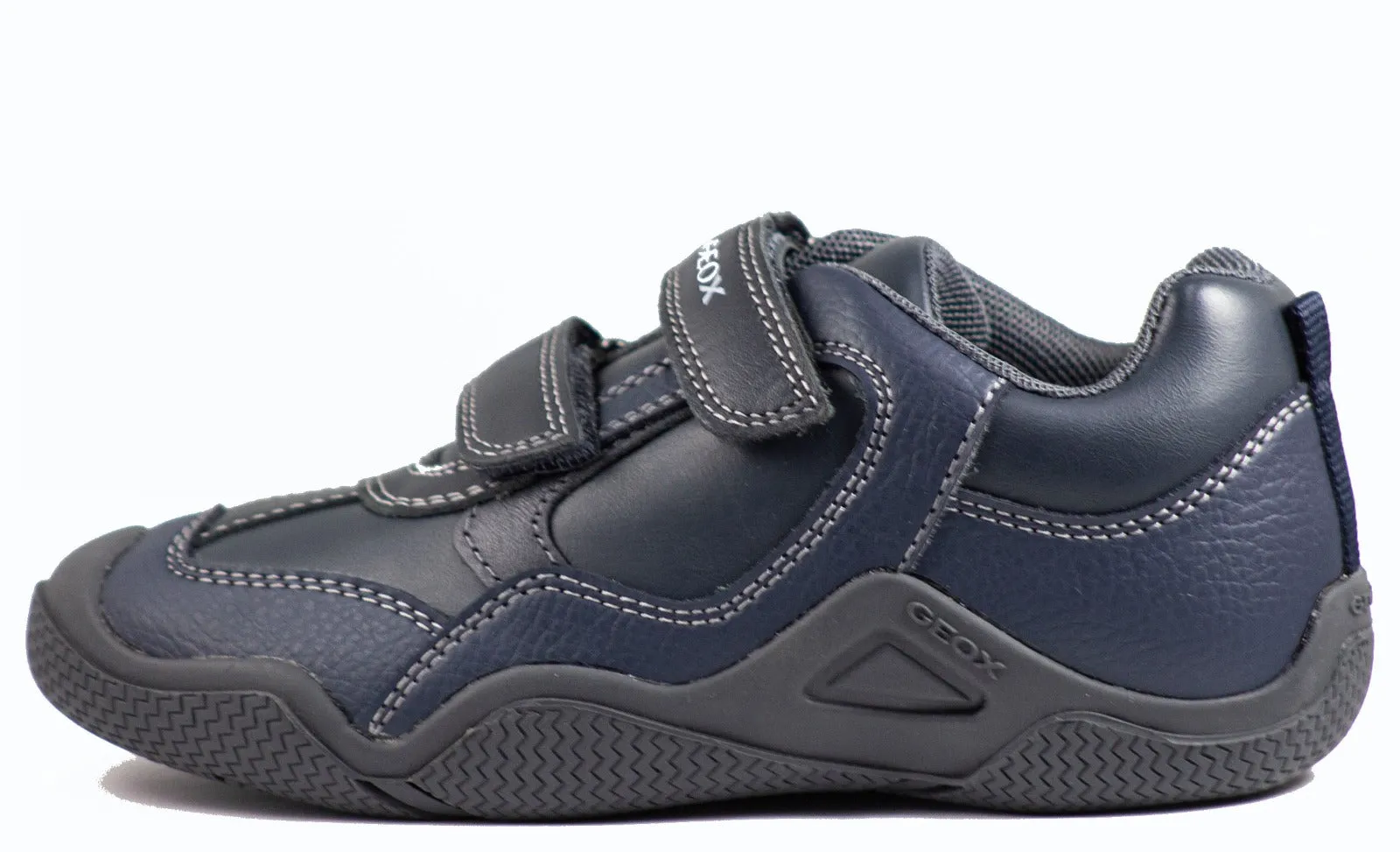 Geox Boys Jr Wader Navy/Congnac  Breathable Light Sneaker