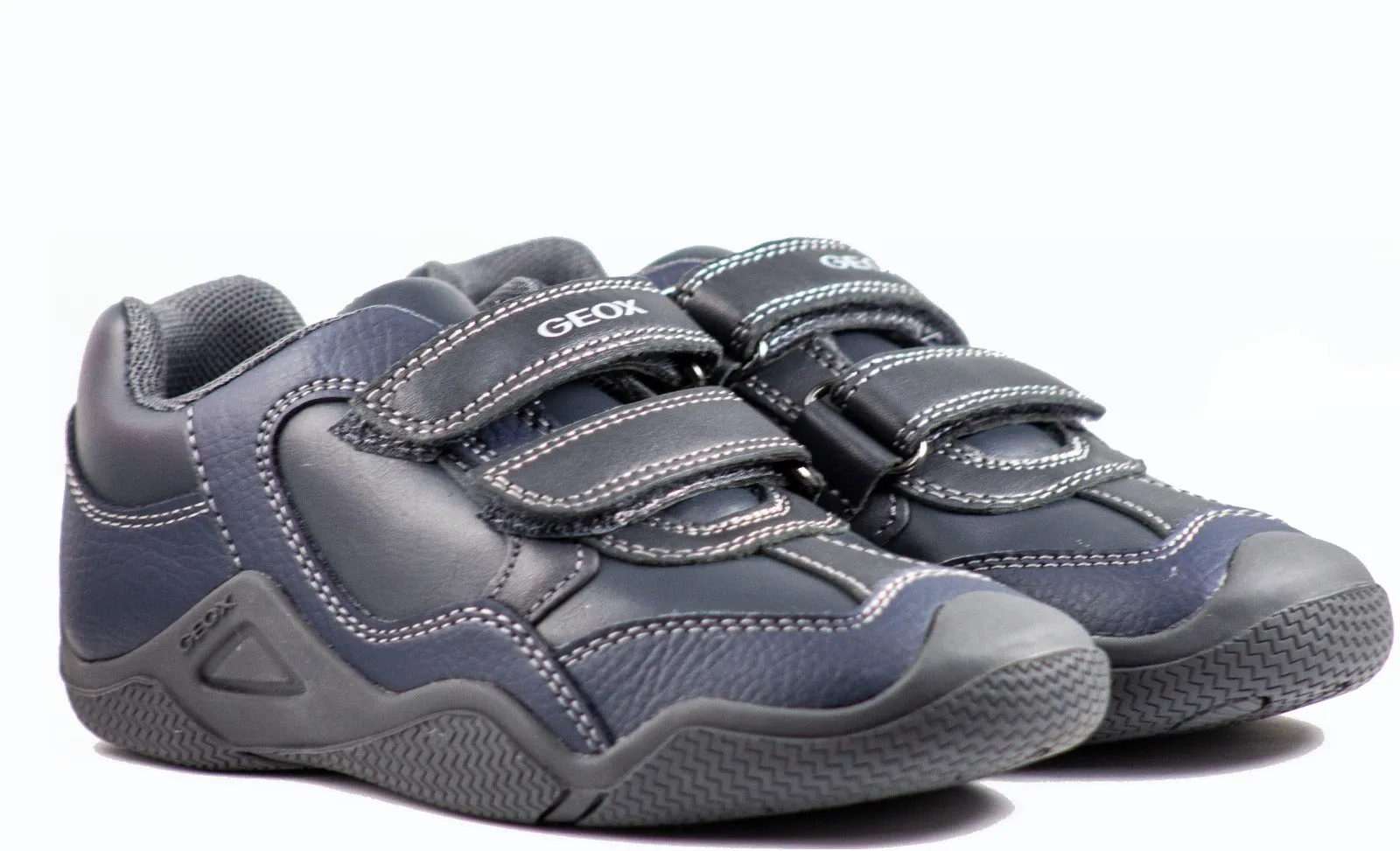 Geox Boys Jr Wader Navy/Congnac  Breathable Light Sneaker
