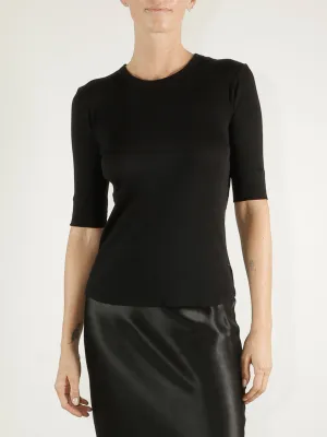 Giada Slim Crew in Lightweight Rib - Black