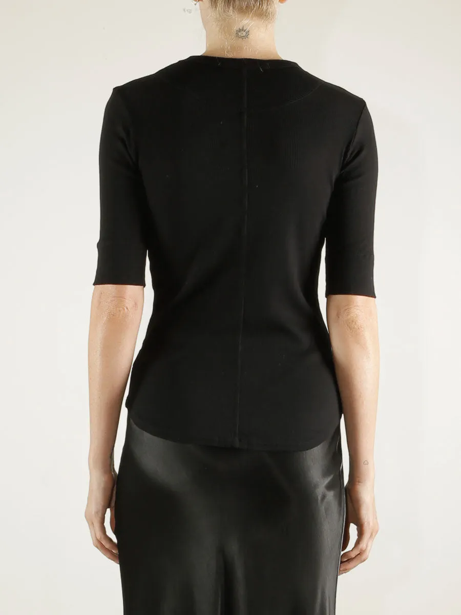 Giada Slim Crew in Lightweight Rib - Black