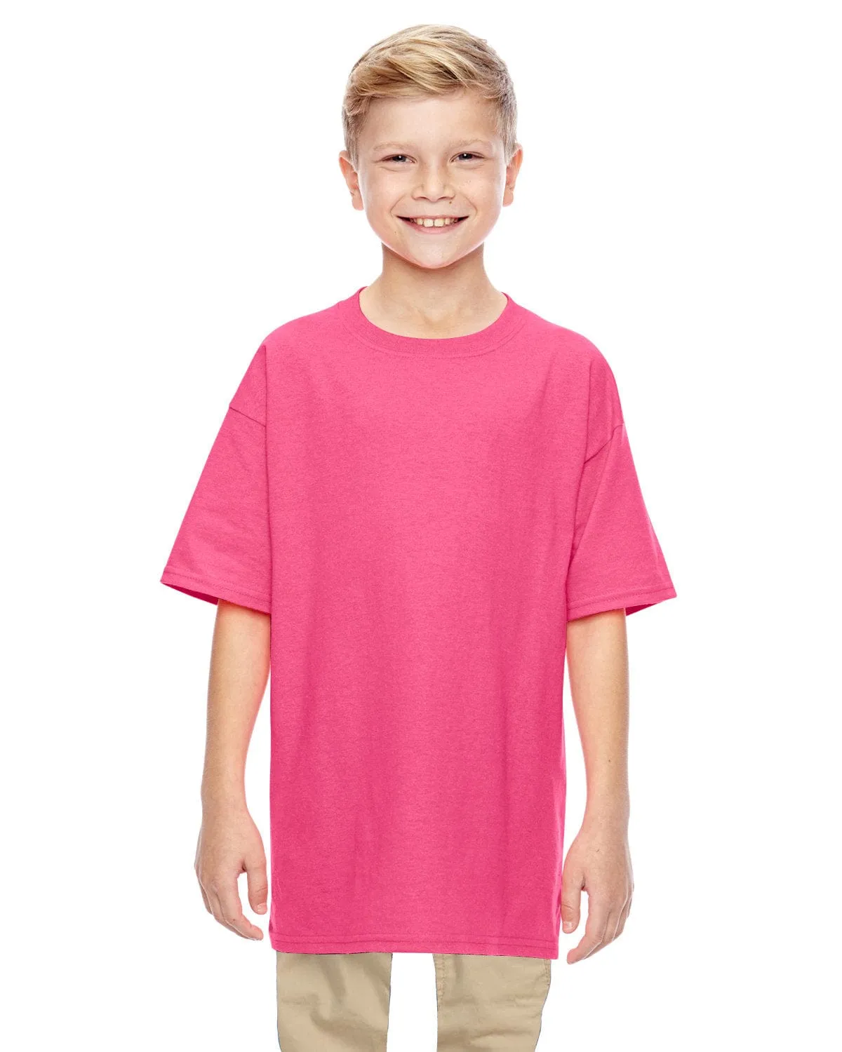 Gildan Youth Lightweight 100% Cotton T-Shirt | Safety Pink