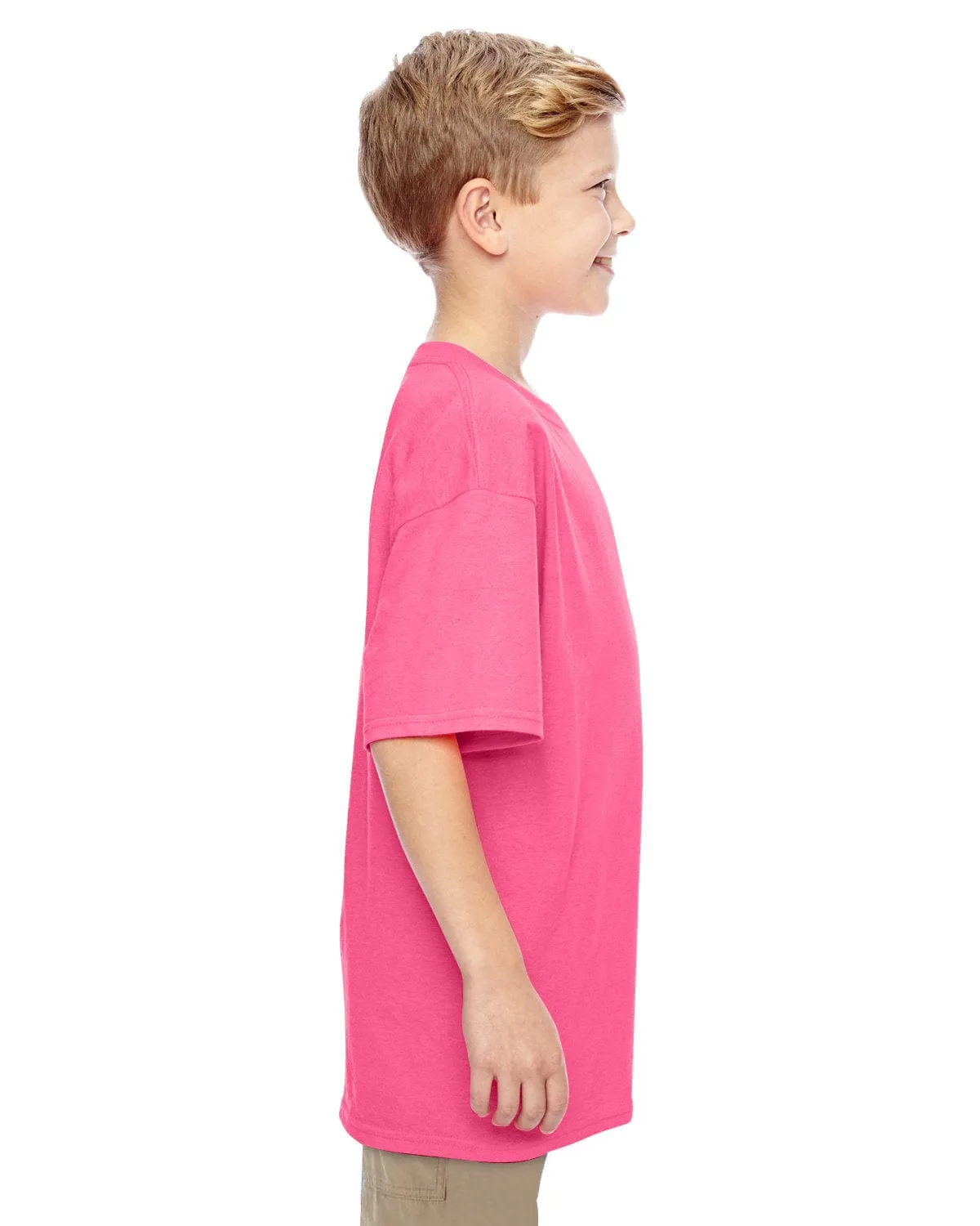 Gildan Youth Lightweight 100% Cotton T-Shirt | Safety Pink