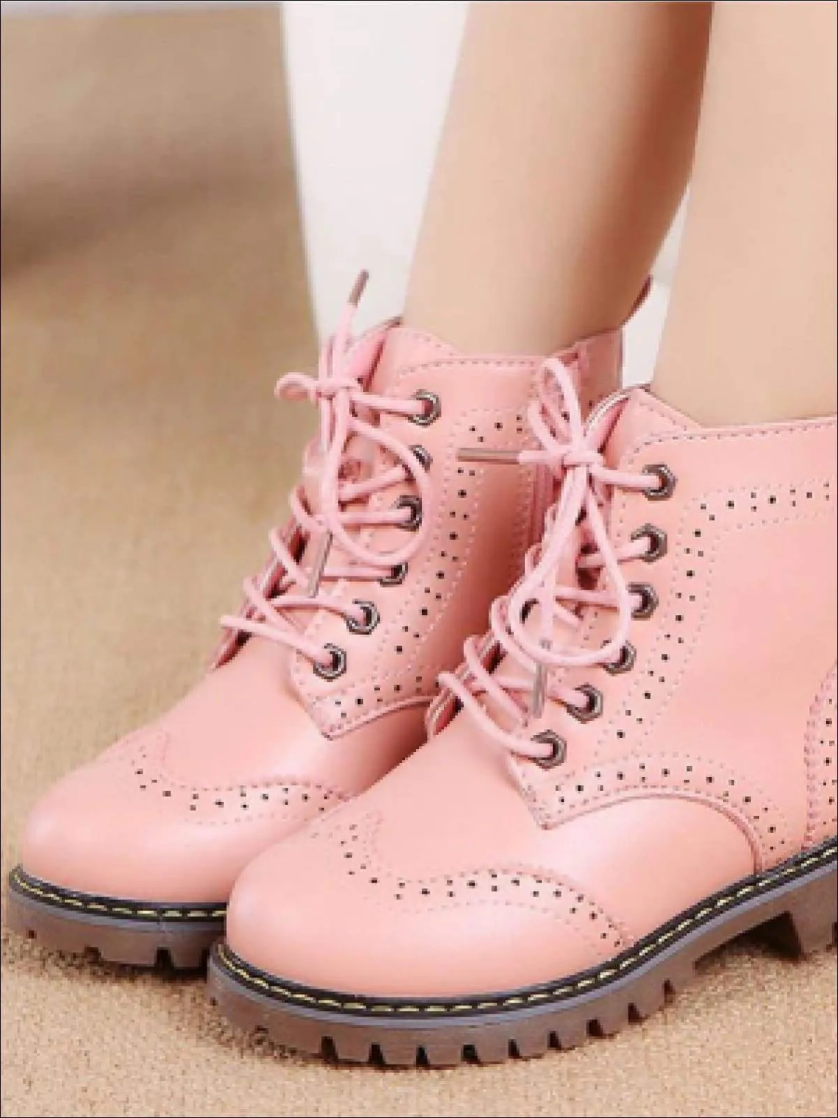 Girls Preppy Dr. Martens Inspired Boots (Pink, Black & Red) By Liv and Mia