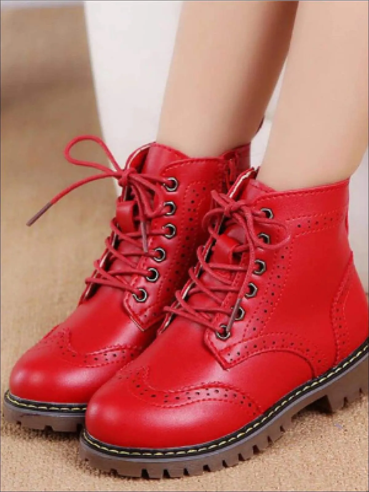 Girls Preppy Dr. Martens Inspired Boots (Pink, Black & Red) By Liv and Mia