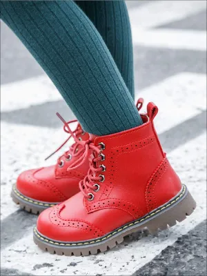 Girls Preppy Dr. Martens Inspired Boots (Pink, Black & Red) By Liv and Mia