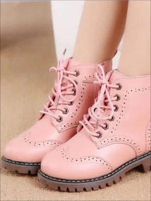 Girls Preppy Dr. Martens Inspired Boots (Pink, Black & Red) By Liv and Mia