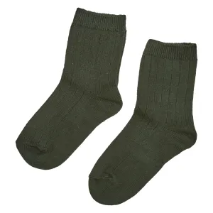 GREEN RIBBED SHORT SOCKS