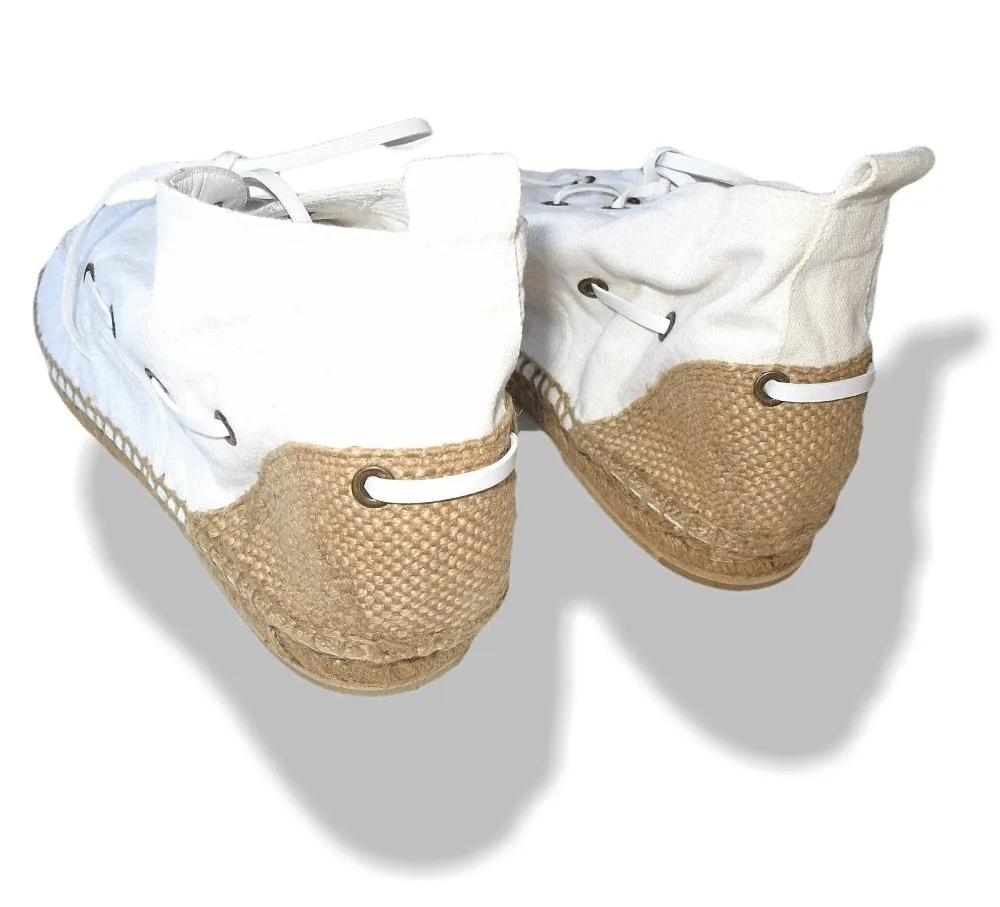 Hermes White Canvas and Natural Cord Cassis Espadrilles Men Mid Shoes Sz43 NIB!