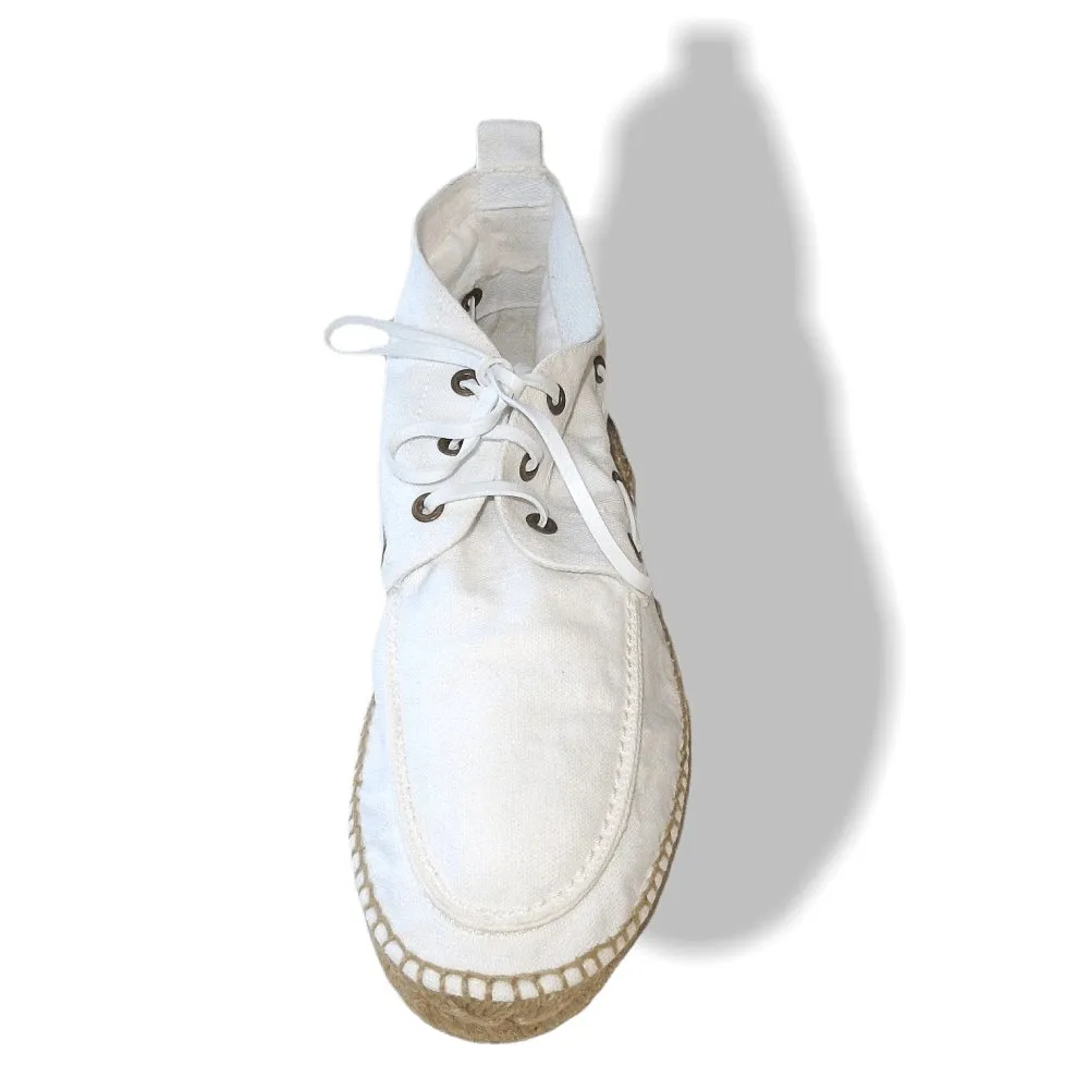 Hermes White Canvas and Natural Cord Cassis Espadrilles Men Mid Shoes Sz43 NIB!