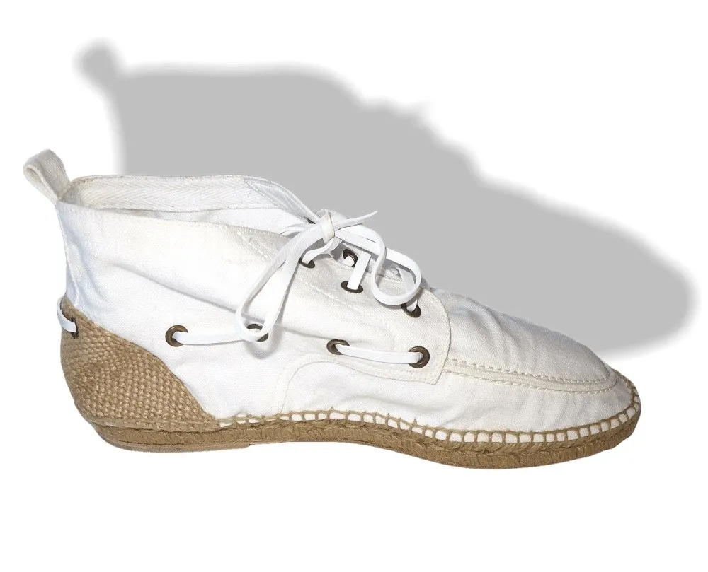 Hermes White Canvas and Natural Cord Cassis Espadrilles Men Mid Shoes Sz43 NIB!