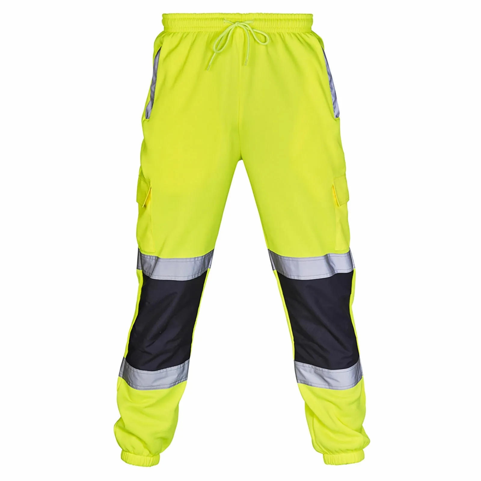 HI VIS VIZ VISIBILITY JOGGING BOTTOMS JOGGERS THICK SWEAT PANTS SAFETY TROUSERS