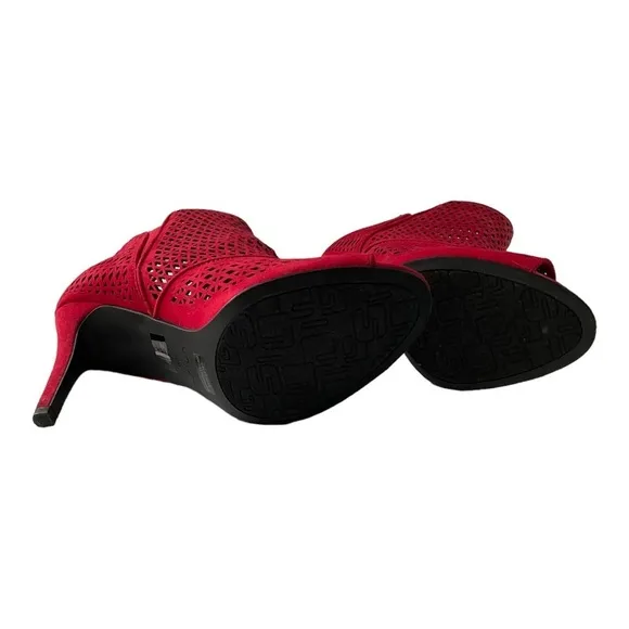 High Heel Red Mesh Open Toe Shoes​​​