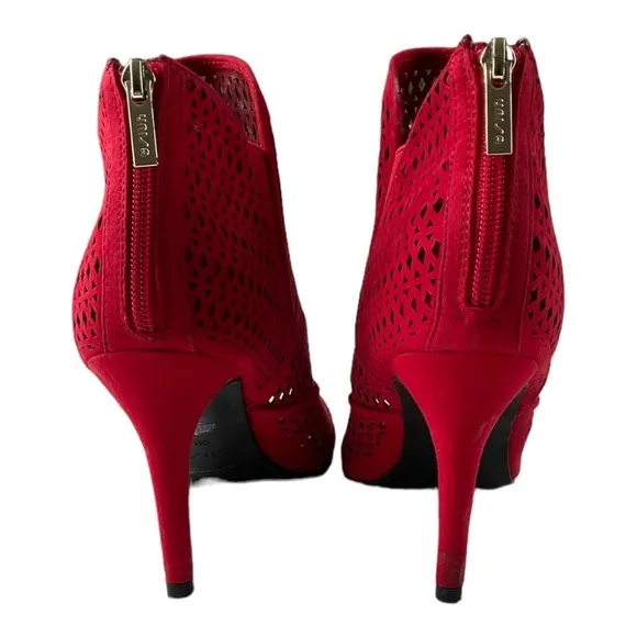 High Heel Red Mesh Open Toe Shoes​​​
