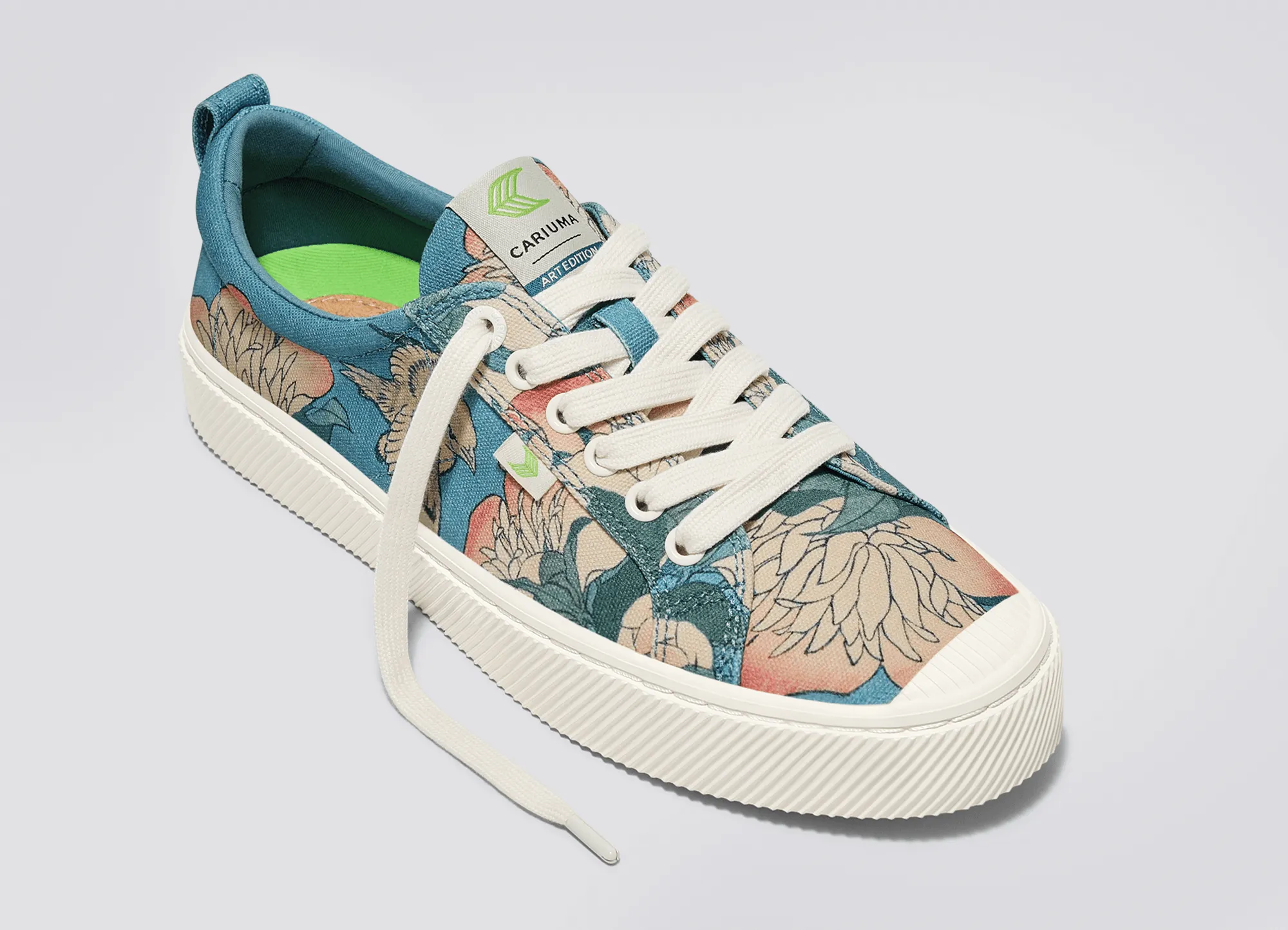 Hokusai OCA Low Peonies and Canary Print Canvas Sneaker Women
