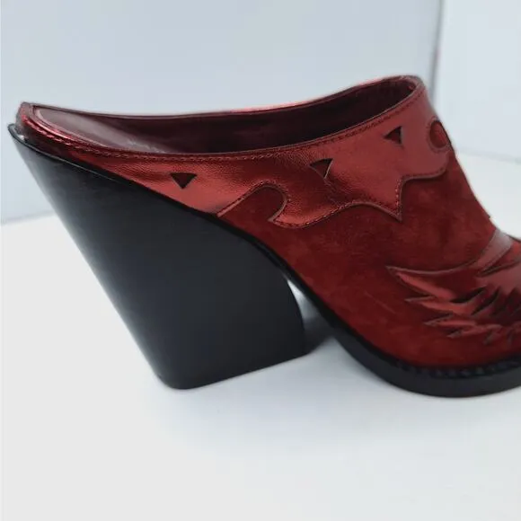 Jeffrey Campbell Eagleton Point Snip Toe Mule Western Boot Phoenix 6 Thunderbird