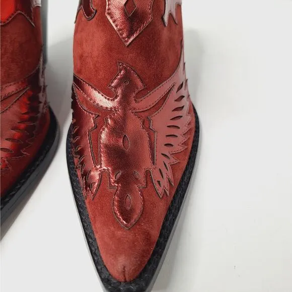 Jeffrey Campbell Eagleton Point Snip Toe Mule Western Boot Phoenix 6 Thunderbird