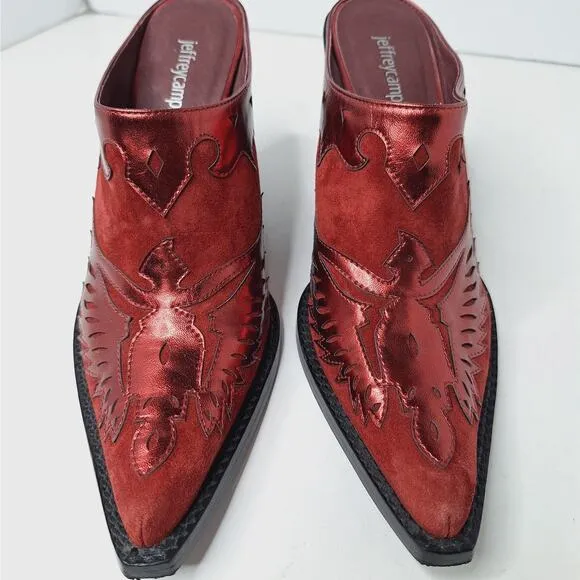 Jeffrey Campbell Eagleton Point Snip Toe Mule Western Boot Phoenix 6 Thunderbird