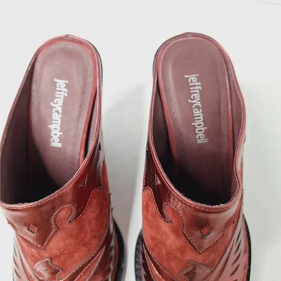 Jeffrey Campbell Eagleton Point Snip Toe Mule Western Boot Phoenix 6 Thunderbird